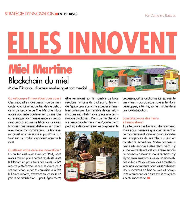 Innovation et traçabilité du Miel Miel Martine



