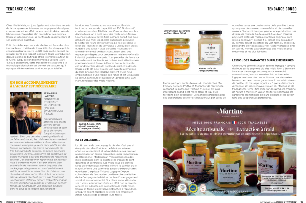 Consommation et tendance du miel en France.